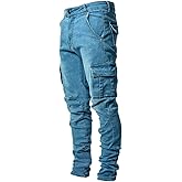 HUNGSON Men's Slim Fit Stretch Jeans Ripped Skinny Jeans for Men, Distressed Straight Leg Fashion Comfort Flex Waist Pants