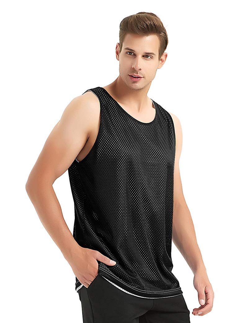 TOPTIEReversible Basketball Jerseys Men's Tank Top Mesh Tank Lacrosse Jersey for Adult Youth