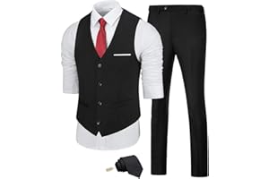 Fesenbo Men's Suit Slim Fit 2 Pieces Suits Set Grooms Tuxedos Business Wedding Prom Party Suit Vest and Pants