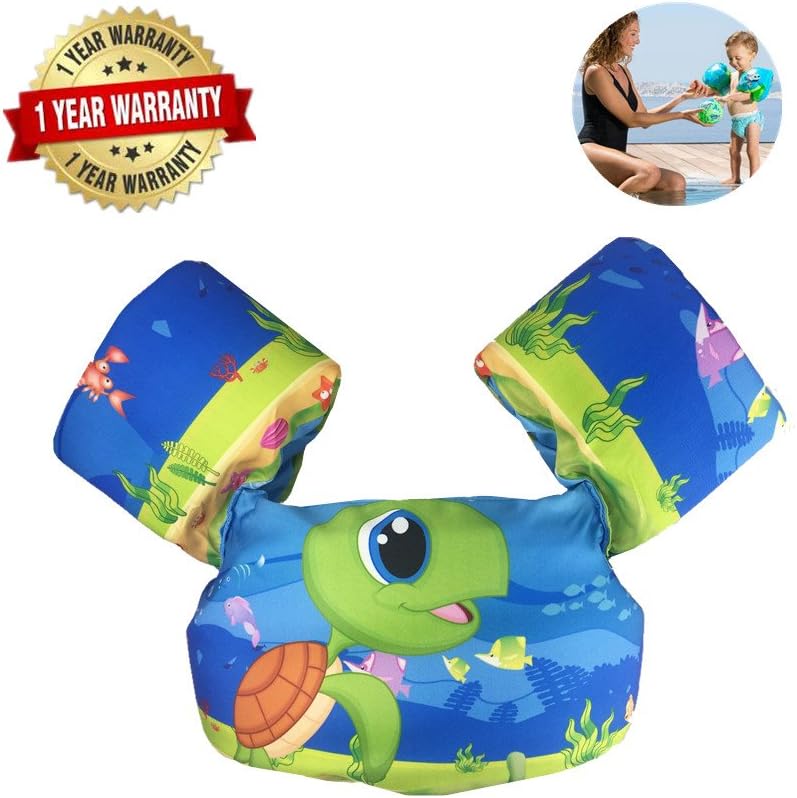 Swim Arm Bands Trainer Float Foam Vest Learn Swimming Assistance Independence Fun Aid Water Pool Beach (Turtle)