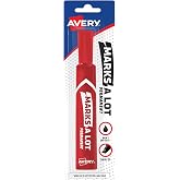 Avery Marks A Lot Permanent Markers, Chisel Tip, Red, 1 Red Marker | Marking Boxes, Signs, Sports Gear for Office, School, Warehouse Use, Multi-Surface Writing, Desk Style Barrel