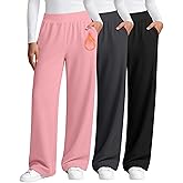 Oakgarden 3 Pack Women's Fleece Lined Sweatpants, Wide Leg Baggy Pants Lounge Yoga Pants Loose Winter Joggers with Pockets