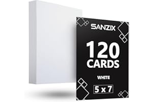 SANZIX 120 Sheets White Cardstock 5" x 7" - 80 Lbs/220 GSM, Laser & Inkjet Printer Compatible Invitation Paper | 5x7 Cardstock Paper for Printing | Invitation cards, Postcards, Note Cards