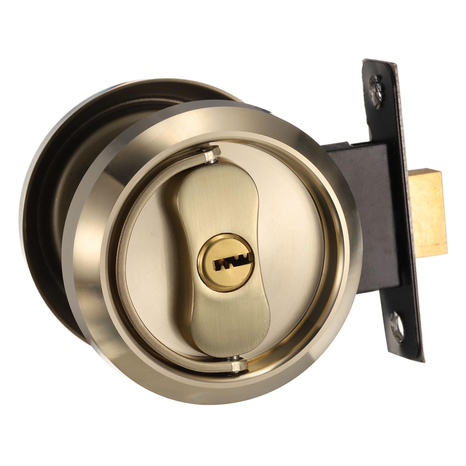 PATIKIL Stainless Steel Deadbolt Lock, Single Cylinder Dead Bolt Locks Modern Round Dead Lock for Exterior Keyed Front Entry Door Pick Resistant Security, Gold