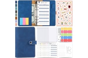 A6 Ring Binder, Budget Planner - 6 Holes Loose Leaf Notebook with Binder Pockets Money Envelopes Budget Sheets Label Stickers