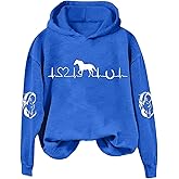 Heartbeat Horse Sweatshirt Hoodie Womens Cute Western Horses Printed Pullover Sweater Fall Long Sleeve Sports Tops