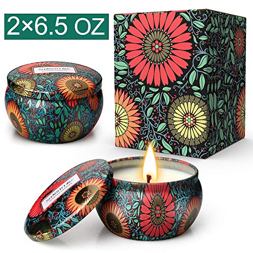 Y YUEGANG Sunshine Scented Candles Gifts for Women,2X6.5 Oz Aromatherapy Candles Set 2 Lavender and Juniper Cedar, Fall Candles, Natural Soy Wax, Winter Gift Collection