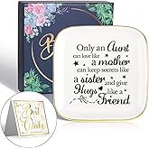 Aunt Ring Dish,Only an Aunt Like A Mother Sign Ceramic Jewelry Tray,Gift for Auntie Birthday Christmas from Niece Nephew