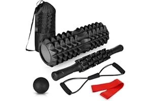 6 in 1 Foam Roller Set, Massage Roller for Back and Legs with Massage Ball and Muscle Roller Stick for Deep Tissue Massage, Y