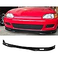 Front Bumper Lip Spoiler Unpainted Black Compatible with 1992 1993 1994 1995 H0nda Civic EG Coupe Hatchback Spoon Style PU