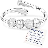 Senteria Anxiety Rings for Women Sterling Silver Rings Adjustable Stress Spinner Rings with Beads Fidget Rings for Anxiety Women