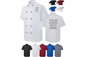 Chef Coat Personalized Men/Women Chef Jacket Bulk Customized Logo/Name/Text Chef Coat with Pockets Restaurant/Hotel Uniform
