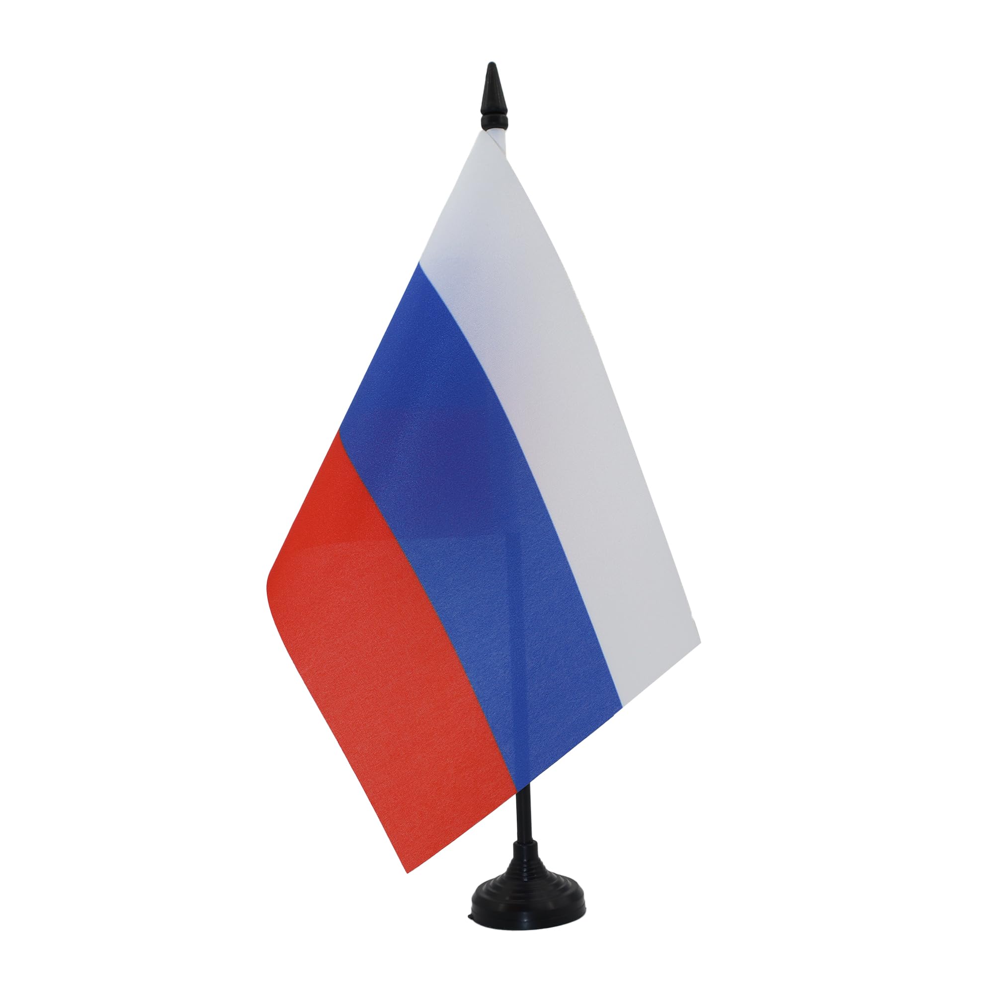 AZ FLAG Russia Table Flag 5'' x 8'' - Russian Office Decoration 100% Polyester 21 x 14 cm - Mini Desk Flag with Pole and Black Plastic Base