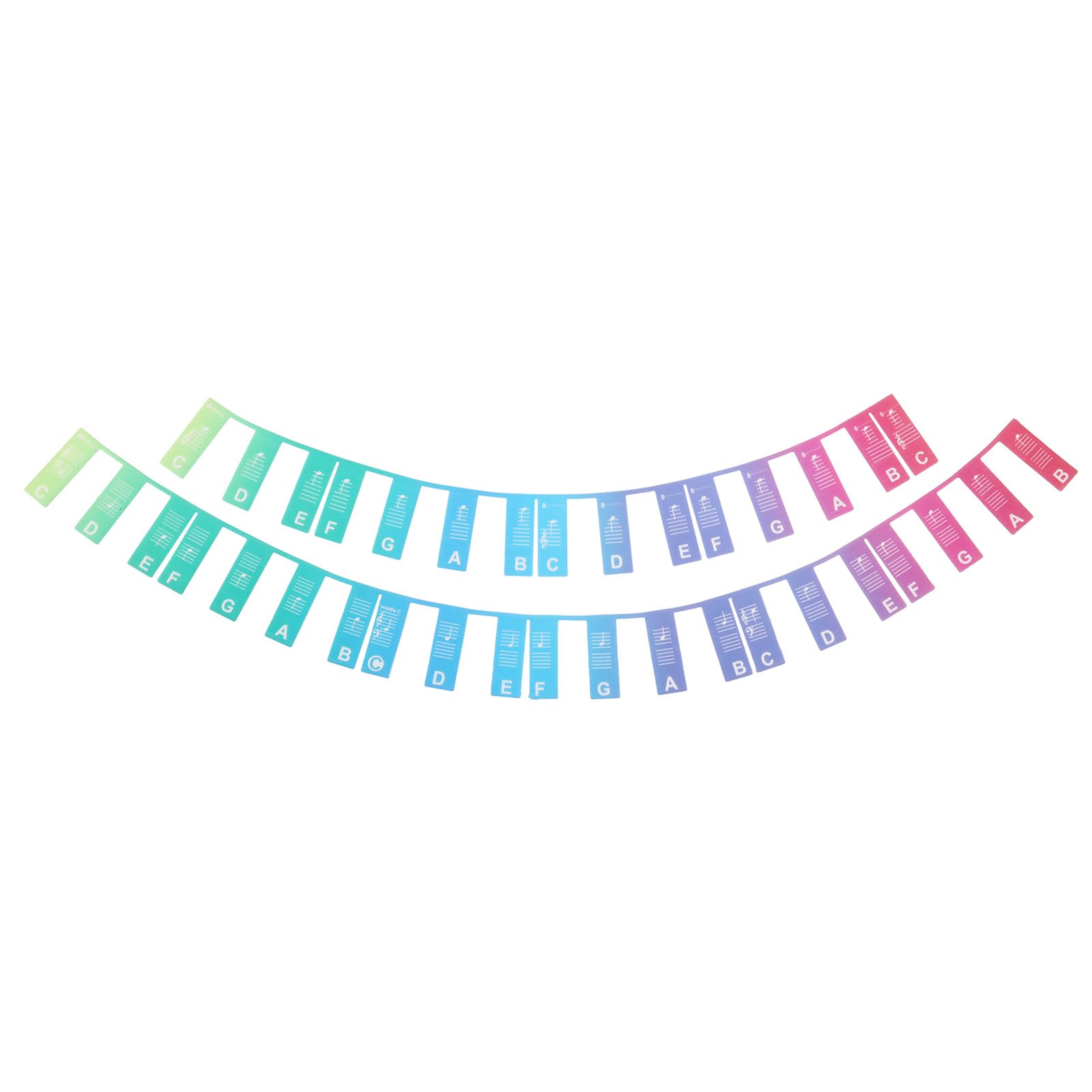 PATIKIL Piano Keyboard Note Label, 61Key Silicone Removable No Need Stickers Keyboard Piano Note Guide for Beginners Piano Learning, Rainbow Color