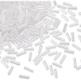 Pandahall 1250pcs/50g Glass Twist Bugles Seed Beads 6x1.8mm Tube Loose Glass Seed Spacer Bead for Jewelry Making (AB Color, White)