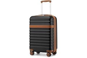 Kono Airline Approved Carry On Luggage, 22x14x9 inches, 20 Inch Expandable Lightweight Hardshell Suitcase with TSA Lock, (Black Brown, Suitable for 1-3 Days of Travel)