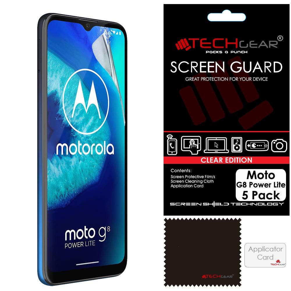 TECHGEAR [5 Pack] Screen Protectors Compatible for Motorola Moto G8 Power Lite, Moto E7 / E7 Plus, Moto G9 Play, CLEAR LCD Screen Protectors Cover Guards