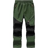 Buyboxs Kids Winter Pants Fleece Lined Waterproof Boys Ski Pants Thermal Outdoor Softshell with Zipper Pockets