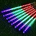 Adecorty Christmas Lights Outdoor Tree Cascading Icicle Lights 12 inch 8 Tubes Shooting Star Waterfall Meteor Shower Falling Rain Lights for Holiday Decorations Wedding Party New Year (Multi Color)