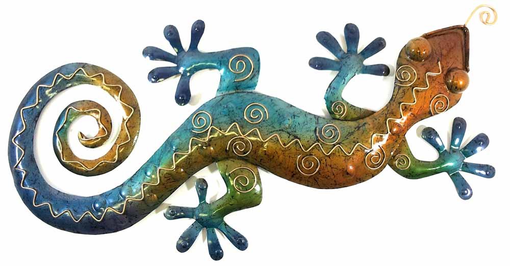 BWA New Contemporary Metal Wall Art Sculpture – Large Multicoloured Gecko