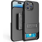 BELTRON Case Holster Combo for iPhone 13/14 Pro, Slim Protective Full Body Grip Case & Swivel Belt Clip 3 in 1 Combo with Kickstand/Card Holder