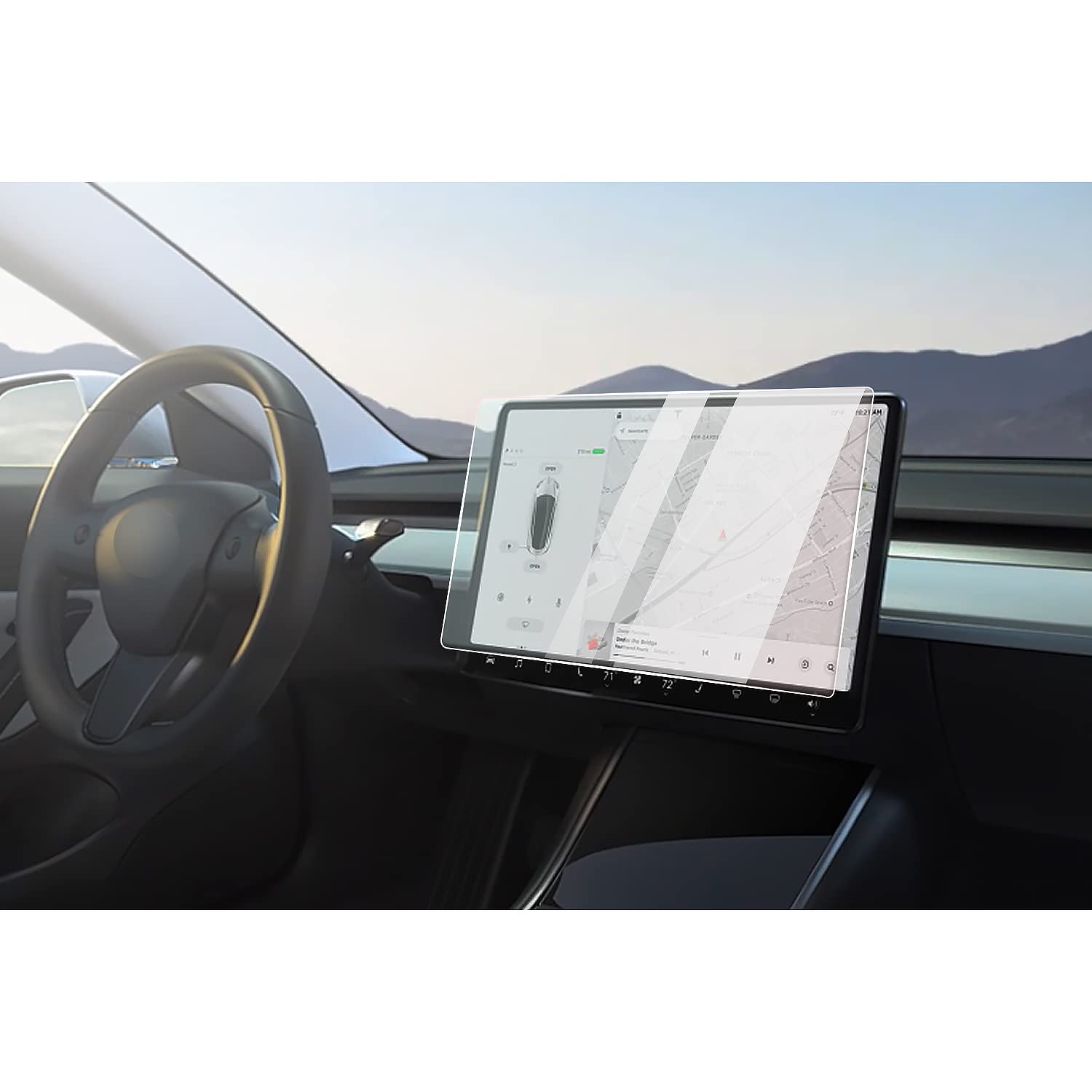 CDEFG for Tesla Model 3 Auto Navigation Screen Protector 9H Anti Scratch HD Clarity Tempered Glass Car GPS Protective Film (15 Inches HD)