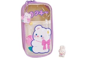 Cute Pencil Case Kawaii Pencil Case with Accessories Kawaii School Supplies Case Cute Stationary Pencil Case for Girls (Purpl