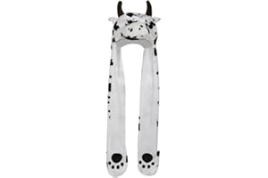 Bioterti Plush Novelty Animal Hat 3 in 1 Beanie With Long Paw Scarf, Mitten Combo