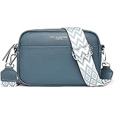 Crossbody Bag for Women Genuine Leather Wide Strap Shoulder Bag Purse Trendy Design Camera Crossbody Purse Top Zip