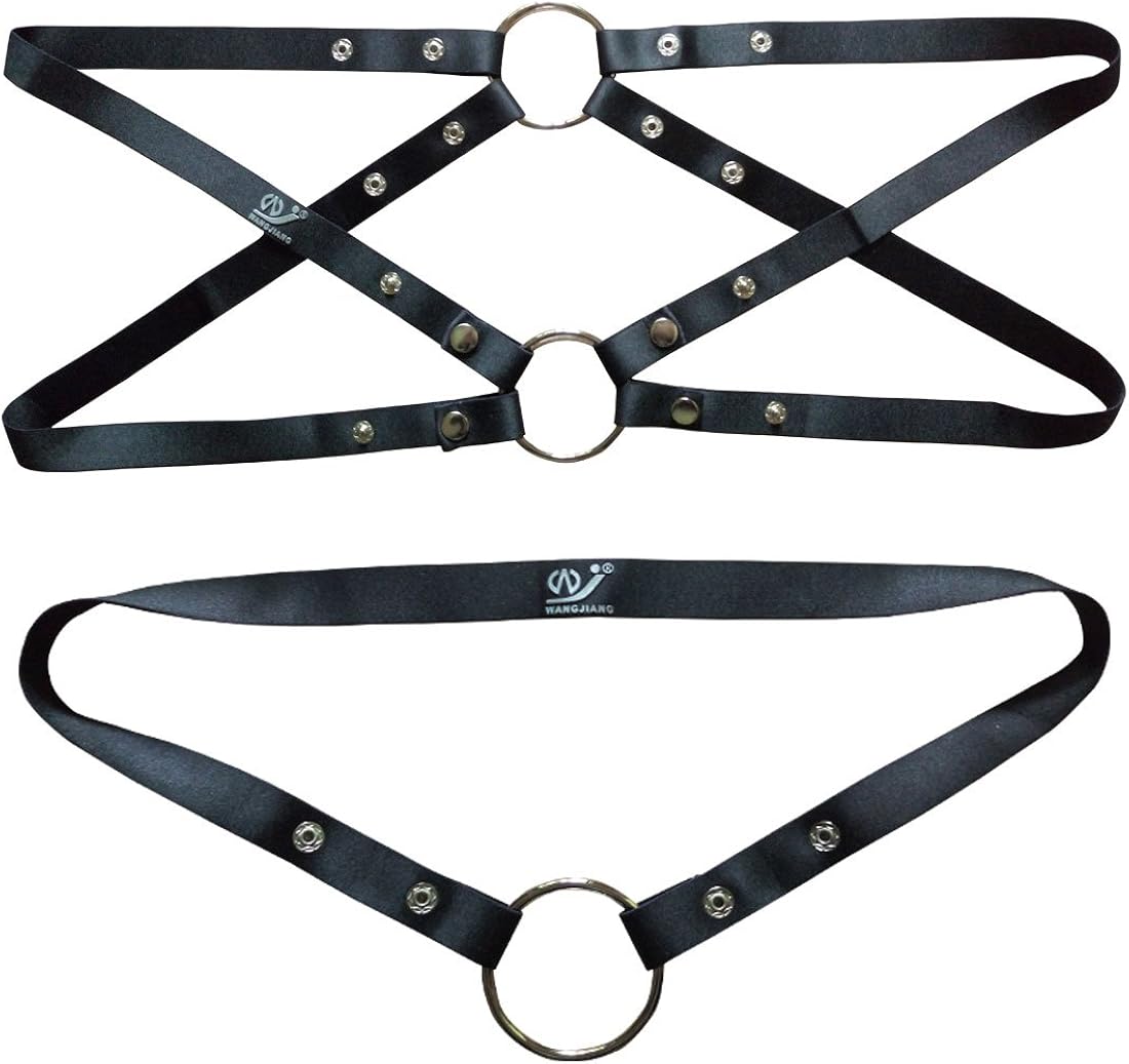 Singlelady Men's Leather GStrings Thongs Underwear Harness Corset Vest Purple Clothing