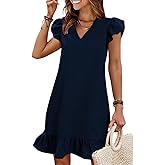 JOCAFIYE Summer Dresses for Women 2026 Cute Ruffle Cap Sleeve V-Neck Flowy Swing Mini Dress Sundress