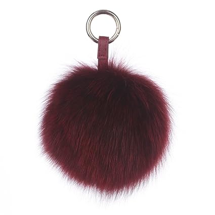 Ferand Echter Pelz-Ball Schlüsselanhänger, Fuchs Taschenanhänger Pelzbommel, Pelz-Anhänger für Handtaschen, Rückspiegel im Au