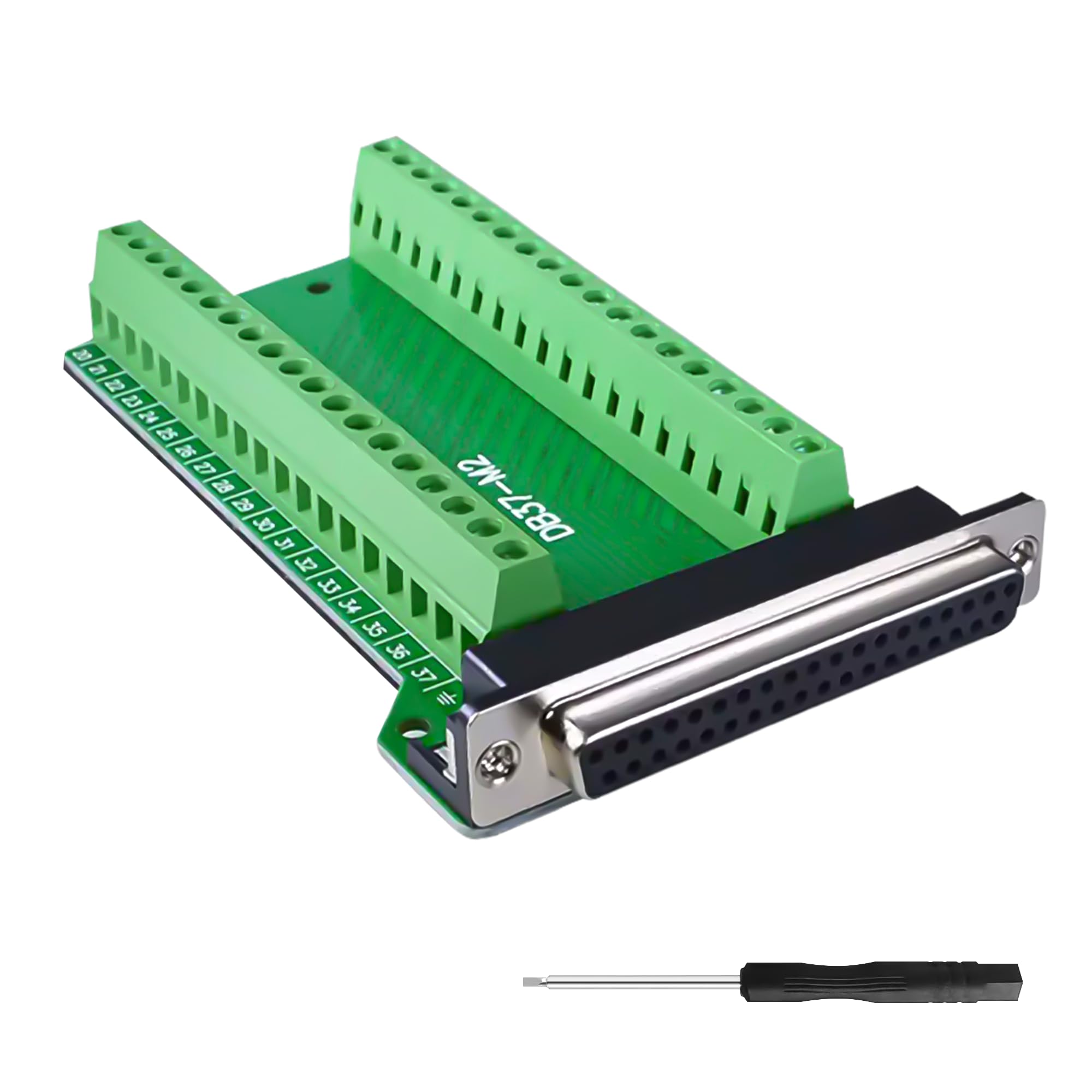 YIMATEECO DB37 Breakout Board, DB37 Male Adapter D-USB Serial to 37Pin Solderless Terminal Block Board Converter Connector Terminal Module with Insulating Pad (DB37 Male, 1 Pack)