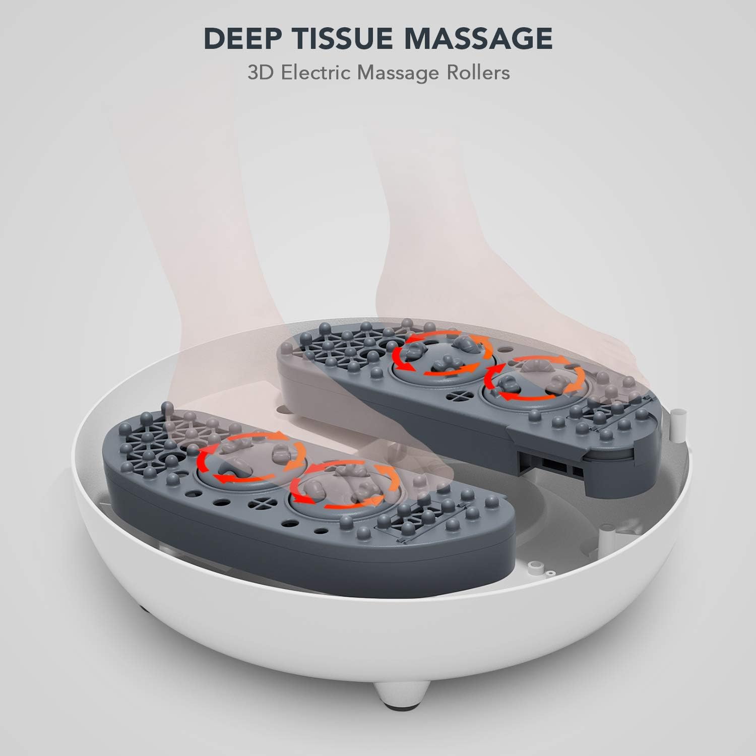 oFlexiSpa Steam Foot Spa Bath Massager with Electric Rollers, 3 Heating Levels and 2 Intensities for Feet Reflexology, 3 Adjustable Timers, Soothe Tired Feet, Water Saving Technology for Home Use: Health & Personal Care
