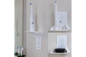Outlet Shelf Wall Holder, Smooth White PP Walls Outlets Shelfs with Cord Hole, Vertical Wall Mounted Power Perch, Socket Char