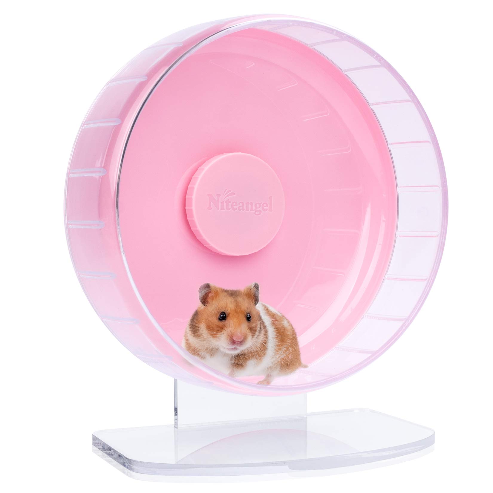 Photo 1 of Niteangel Super-Silent Hamster Exercise Wheels: - Quiet Spinner Hamster Running Wheels with Adjustable Stand for Hamsters Gerbils Mice Or Other Small Animals (M, Pink)