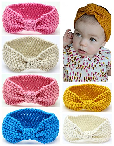 Qandsweet Baby Turban Head Wrap Headbands Girl Knitting Button Hairbands