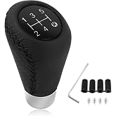 Car Gear Shift Knob with 4 Adaptive Parts,Leather 5 Speed Shift Knobs for Replacement Broken Shifter Knobs,Universal Non-Slip Manual Shift Knob Car Interior Accessories for Most Vehicles (Black)