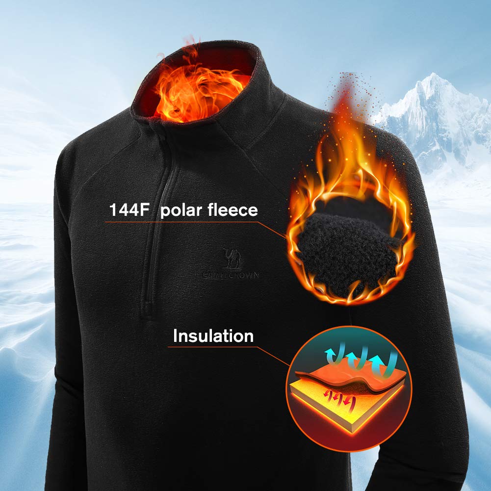 CAMEL CROWN Men\'s Fleece Jacket,Half-Zip Pullover Lightweight Soft Sweater for Fall and Winter