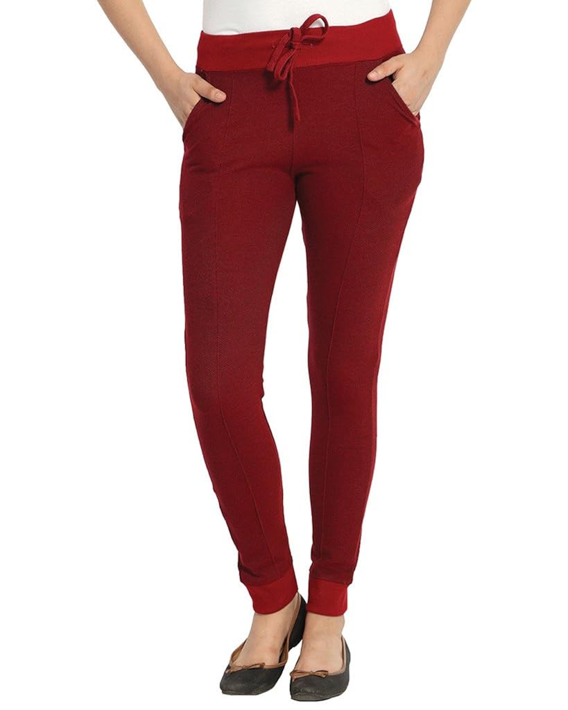 campus sutra women cotton track pant-maroon