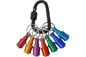 Eyech 7Pcs Drill Bit Holder Keychain Aluminum Alloy, 1/4" Hex Shank Screwdriver Bits Retainer Quick-Change Extension Bar Dril