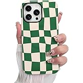 SOKAD Magnetic Checkered Phone Case for iPhone 16 Pro Max, Cute Grids Plaid Checkerboard Pattern Compatible with Magsafe Matte Protective Case Cover with Screen Protector for Girls Women, Green