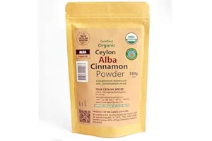 TRUE CEYLON SPICES True Ceylon Alba Cinnamon Powder Organic Raw (Inner Bark) from Sri Lankan Farmer, USDA Organic Certified, 180g (6.35 oz) Pack 1, Fresh Crop, Gluten Free, Keto Friendly