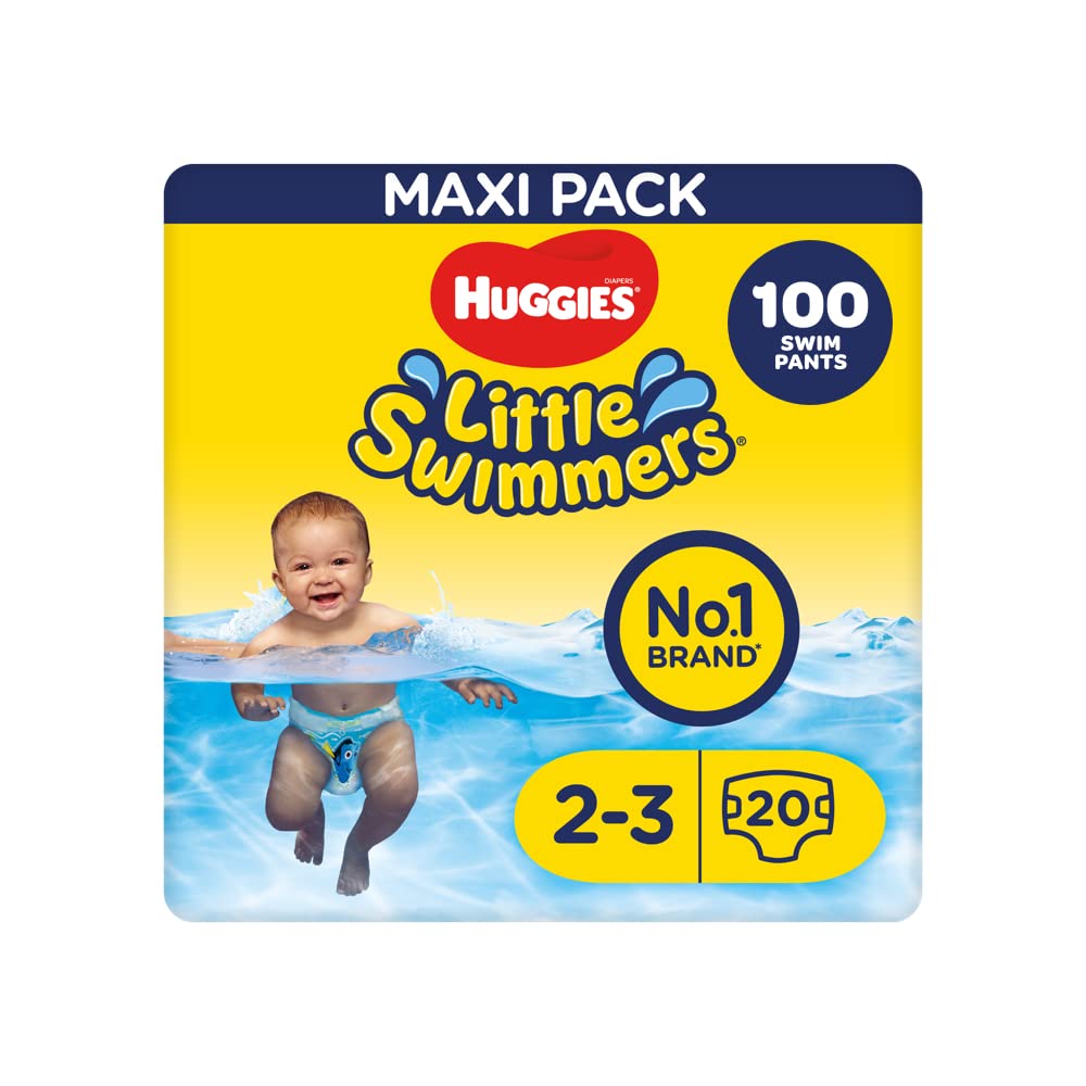 Huggies Little Swimmers Swim Nappies, Size 2 Size 3, 3kg-8kg, 100 Pants (5 Packs x 20)