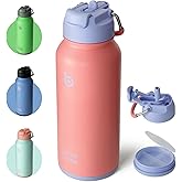 BOTTLE BOTTLE 32oz Insulated Water Bottle Stainless Steel Sport Water Bottle with Straw Dual-use Lid Design for Gym with Pill Box
