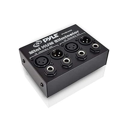 Compact Mini Hum Eliminator Box - 2 Channel Passive Ground Loop Isolator, Noise Filter, AC Buzz Destroyer, Hum Killer w/ 1/4&quot; TRS Phone, XLR Input/Output, Uses 1:1 Isolation Transformer - Pyle PHE400