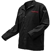 YESWELDER Welding Jacket 11oz Flame Resistant (FR) Cotton Welding Jacket, NFPA2112, Light Weight Weld Clothes for Men Women, Black ZRF02(M)