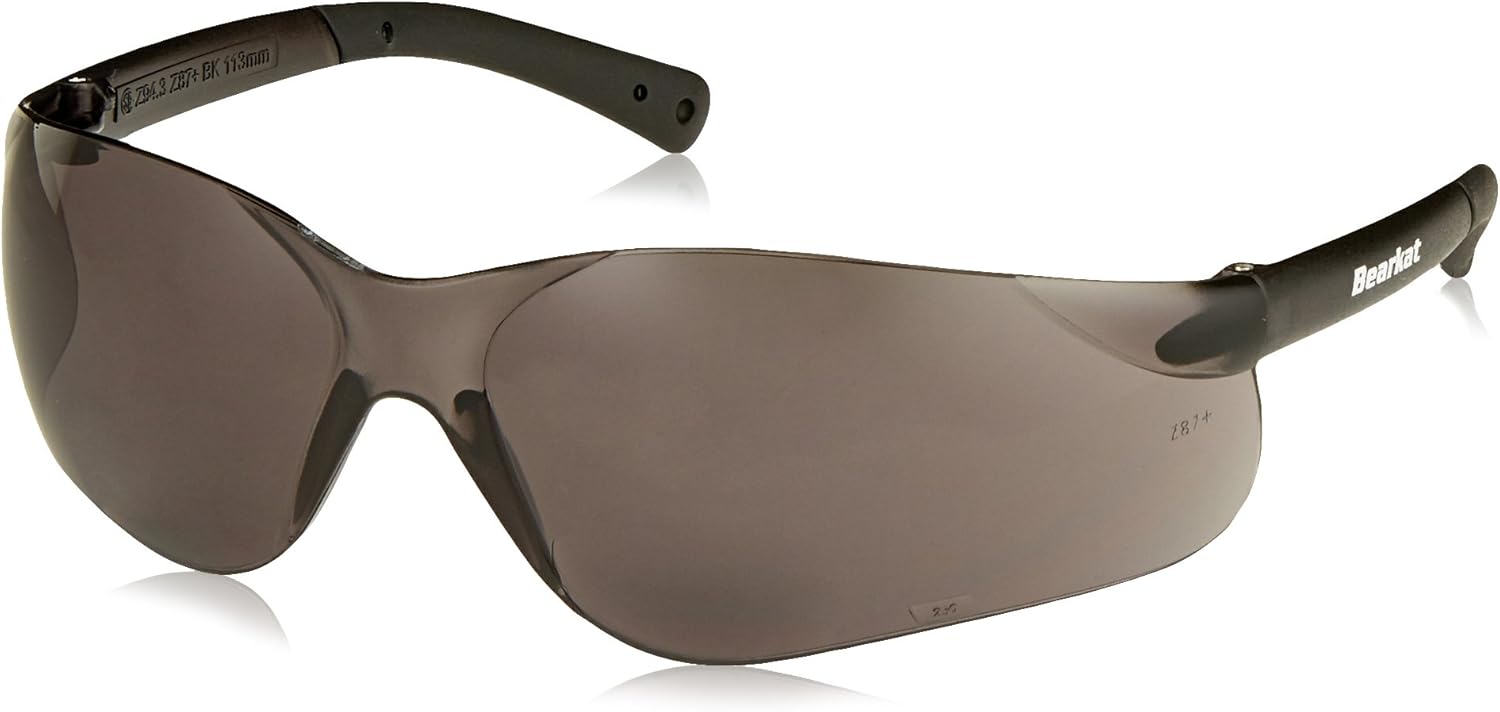 Crews BKH25G BearKat Magnifier Polycarbonate 2.5 Diopter Gray Lens Safety Glasses with Non-Slip Hybrid Black Temple Sleeve