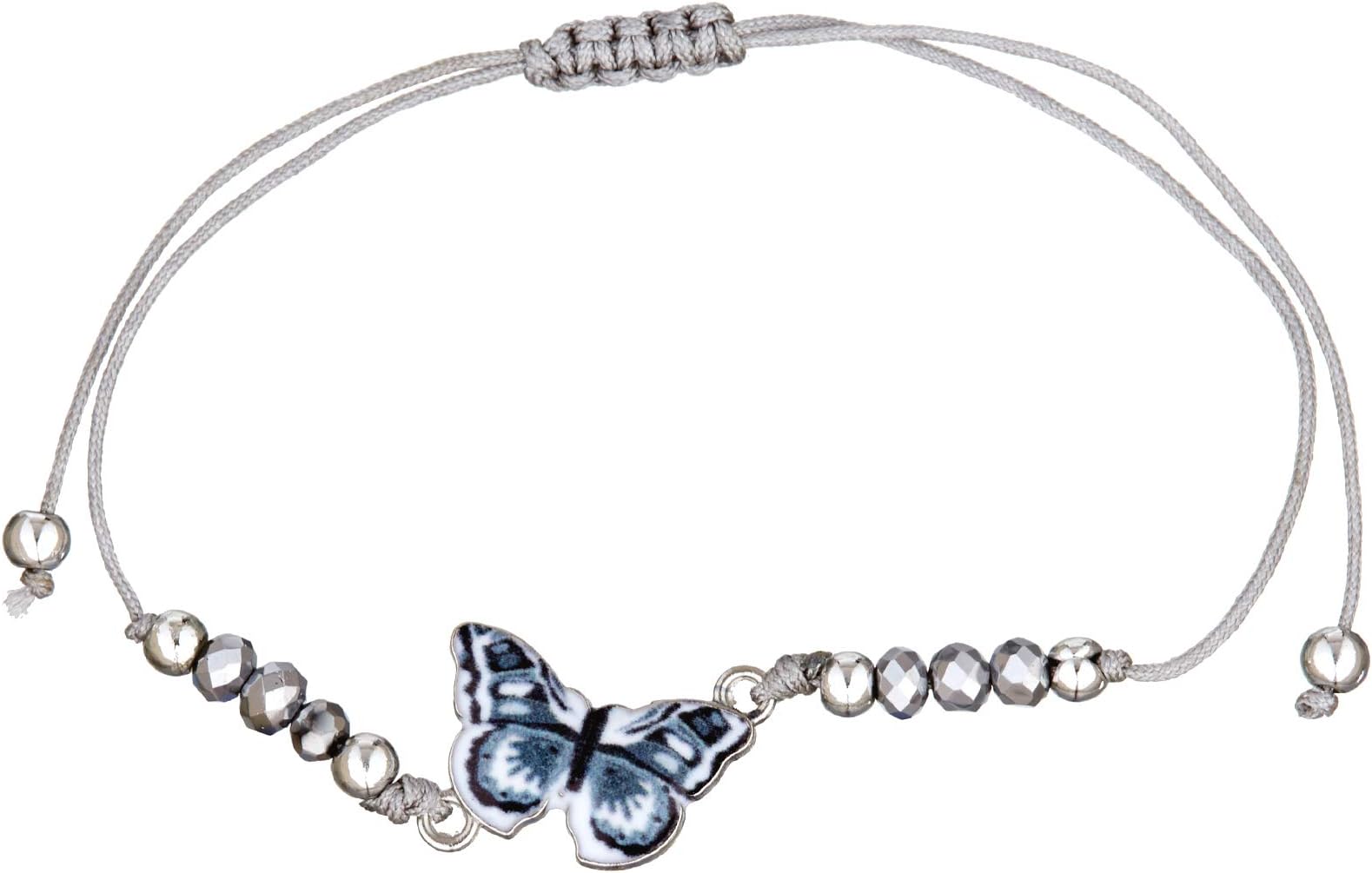 scarlet bijoux Bracelet with Butterfly Pendant Textile Band Adjustable Size