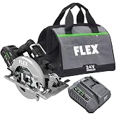 FLEX 24V Brushless Cordless 7-1/4-Inch Circular Saw Kit with 8.0Ah Lithium Battery and 280W Rapid Charger - FX2141-1D